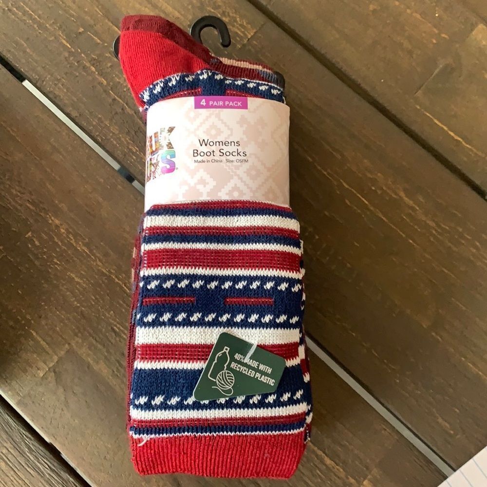 Muk Luks Women's Tall Boot Socks 4 Pairs New